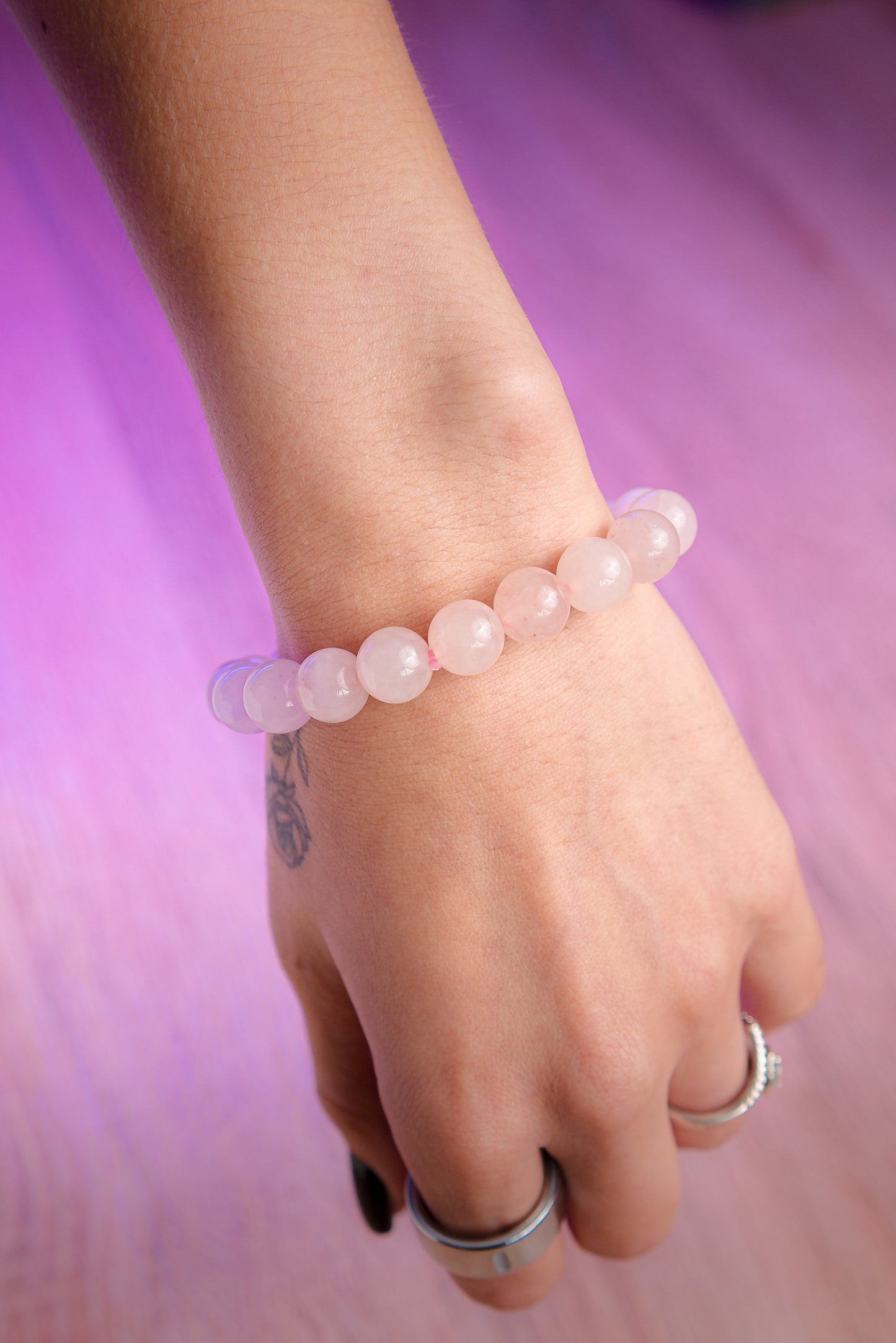 Pulsera de cuarzo rosa (Piedras Grandes)