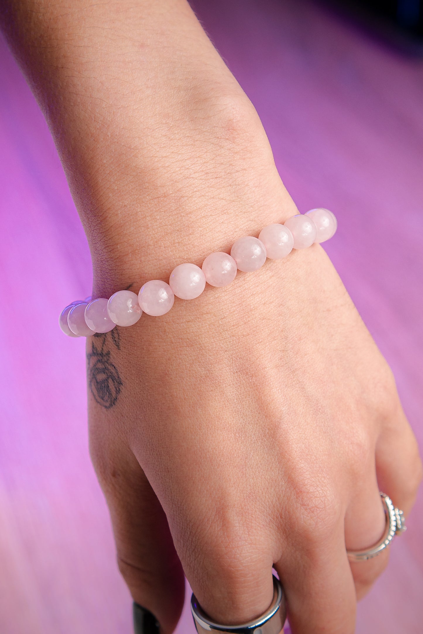 Pulsera cuarzo rosa (Piedras Medianas)