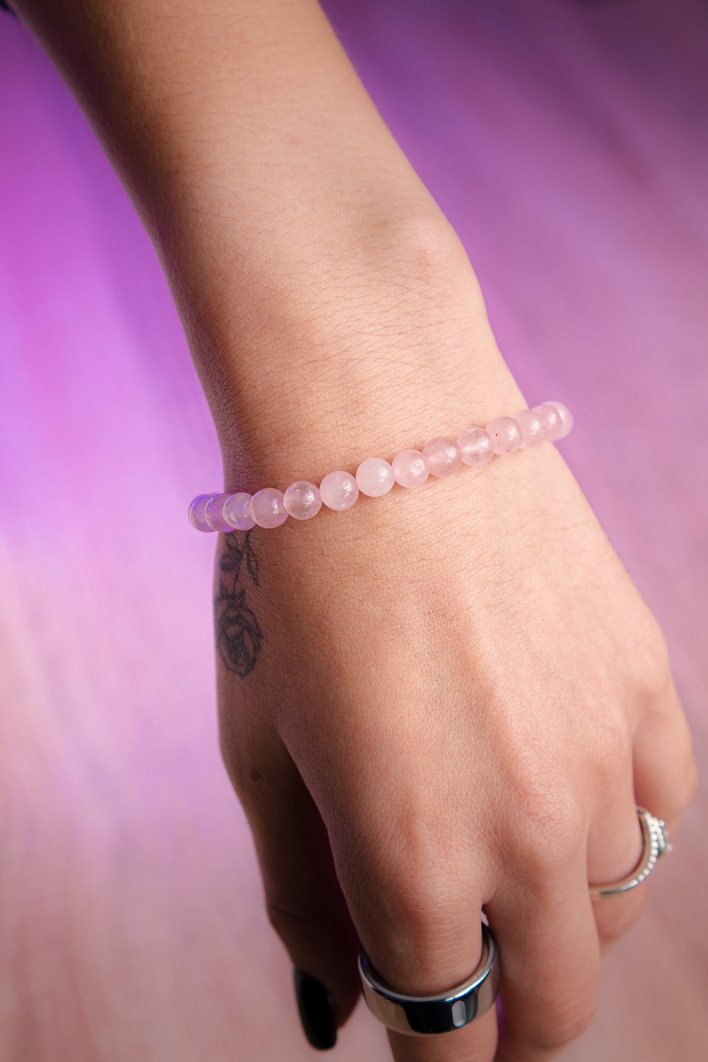 Pulsera de cuarzo rosa (Piedras Pequeñas)