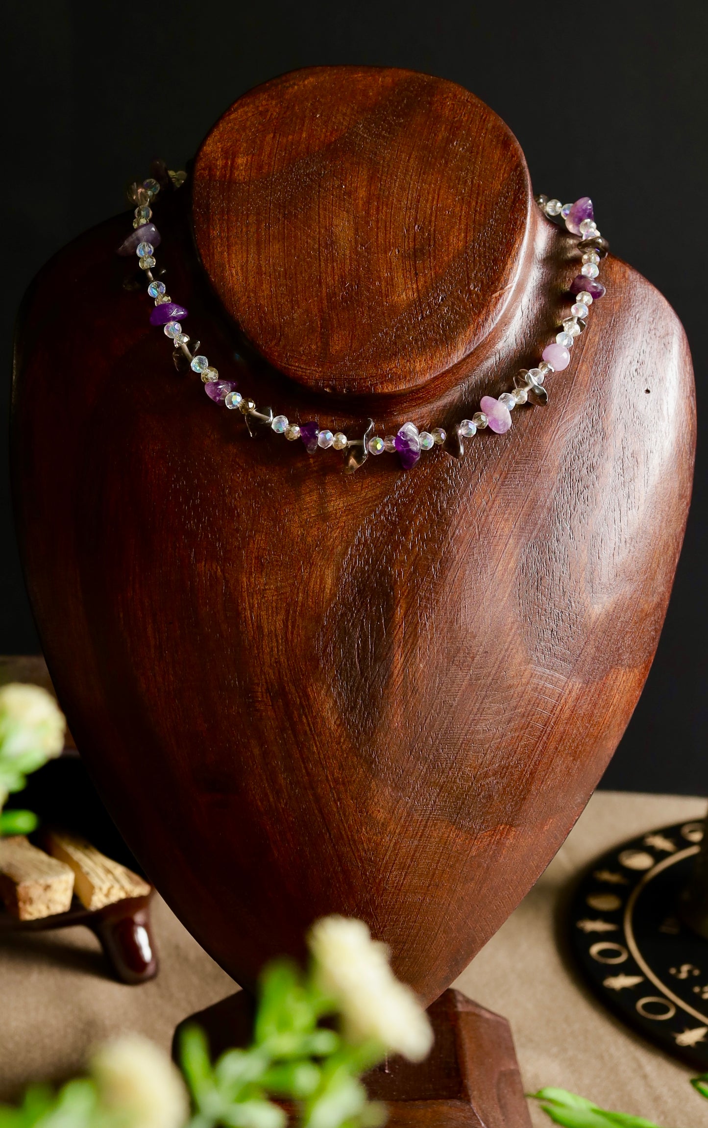 Collar Ritual de Protección Psíquica y Equilibrio Energético – Amatista y Cuarzo Ahumado