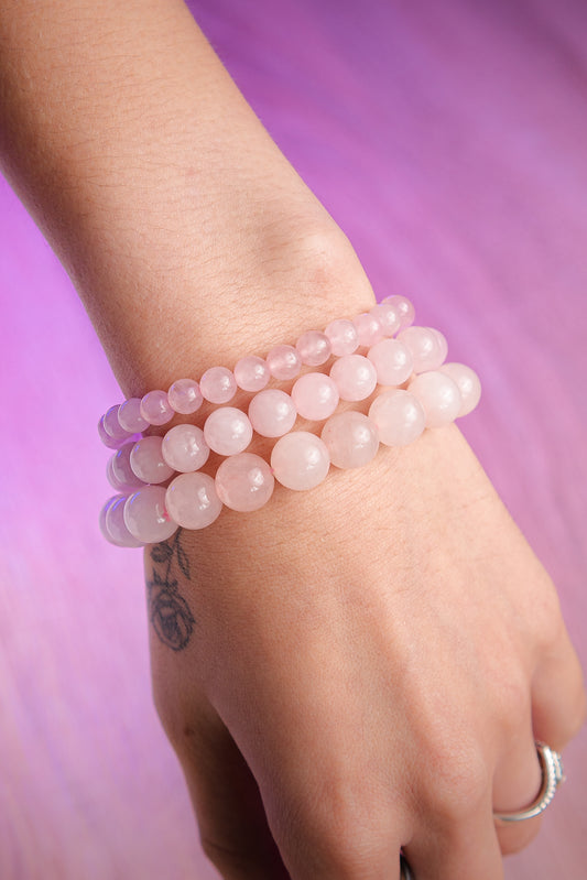 Combo Pulseras de Cuarzo Rosa