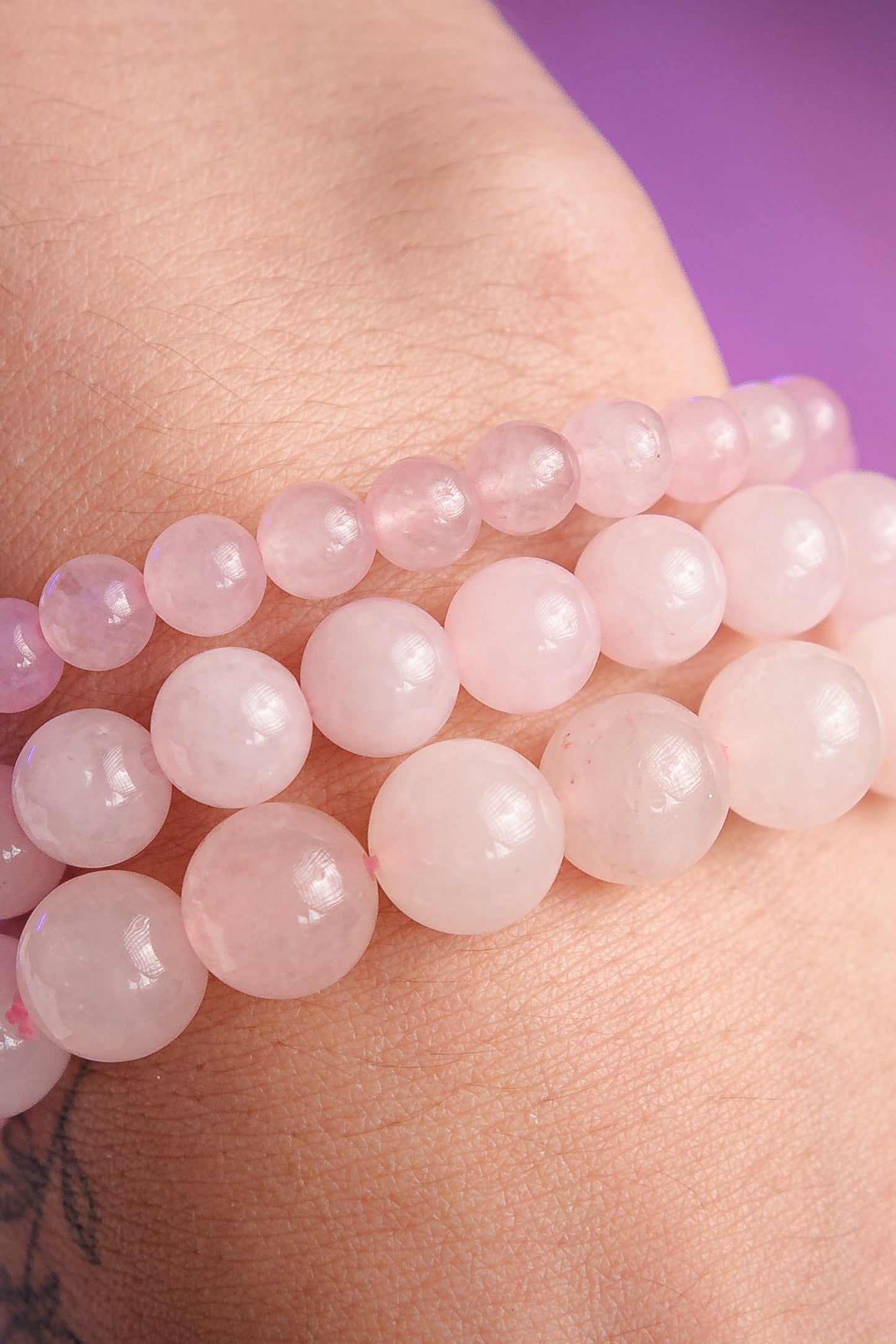 Combo Pulseras de Cuarzo Rosa